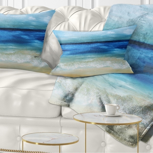 Designart 'Warm Tropical Sea and Beach' Seascape Throw Pillow
