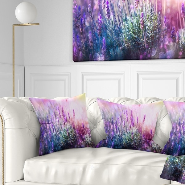 Designart 'Growing and Blooming Lavender' Floral Throw Pillow