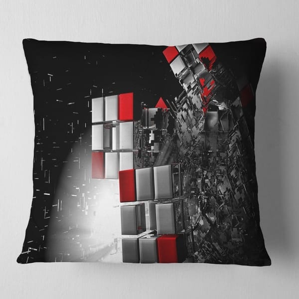 Designart Fractal 3d Red White Cubes Contemporary Throw Pillow On Sale Overstock 20890366