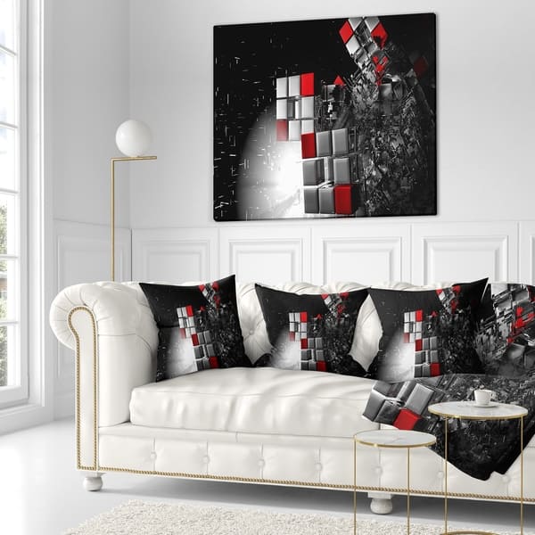 Designart Fractal 3d Red White Cubes Contemporary Throw Pillow On Sale Overstock 20890366