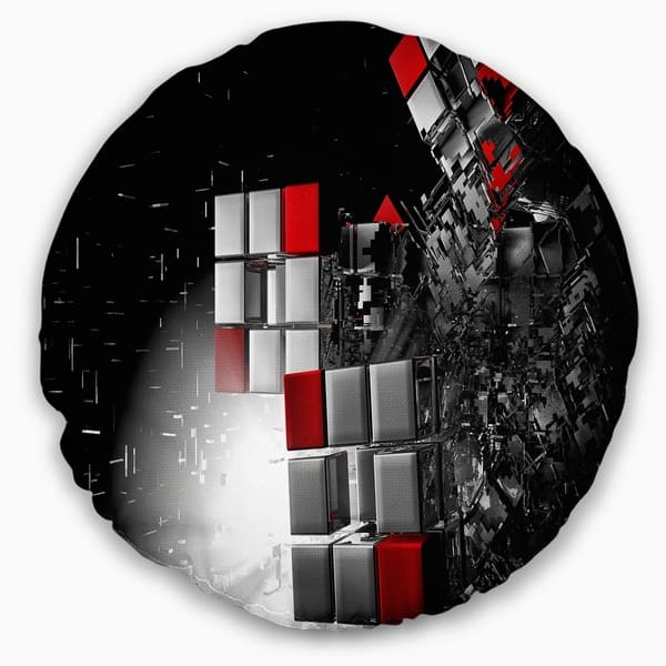 Designart Fractal 3d Red White Cubes Contemporary Throw Pillow On Sale Overstock 20890366