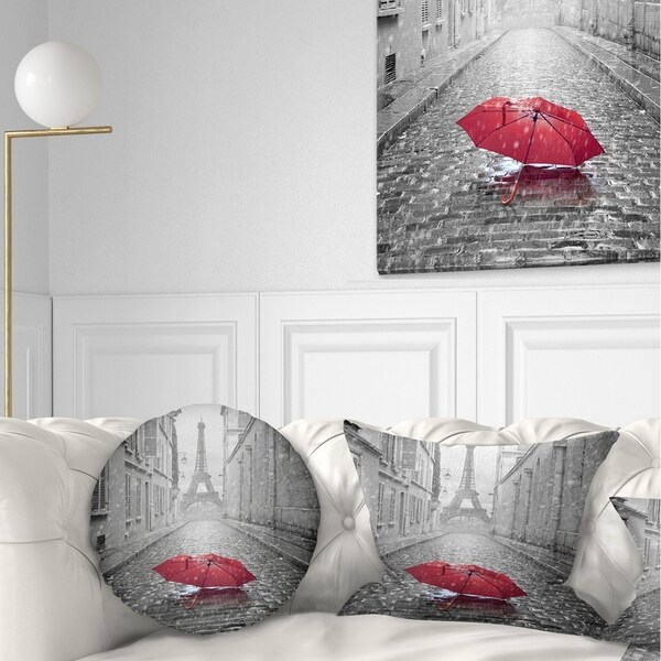 Designart 'Eiffel View from Paris Street' Cityscape Photo Throw Pillow. Opens flyout.