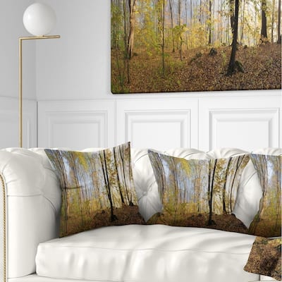 Designart 'Green Autumn Forest in Morning' Landscape Photography Throw Pillow