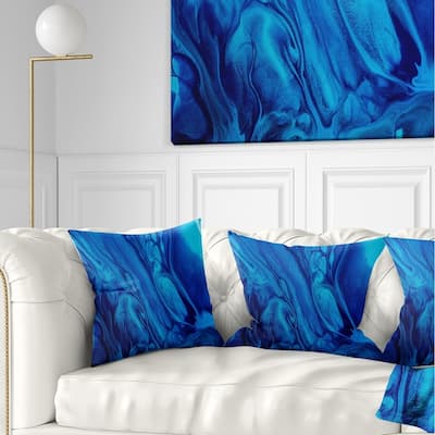 Designart 'Dark Blue Abstract Acrylic Paint Mix' Abstract Throw Pillow