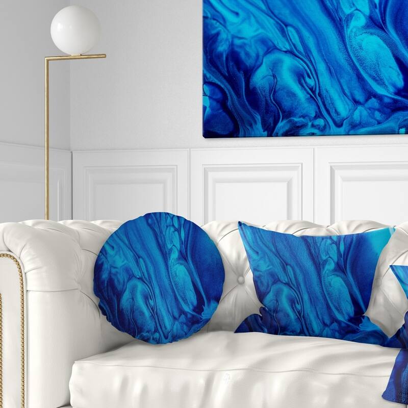 Designart 'Dark Blue Abstract Acrylic Paint Mix' Abstract Throw Pillow