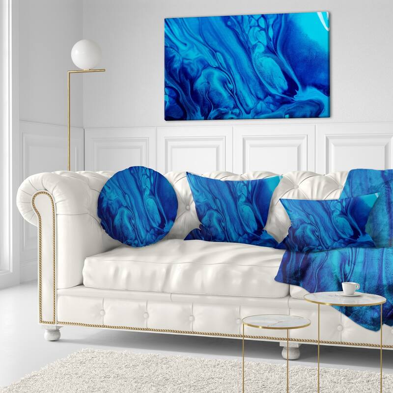 Designart 'Dark Blue Abstract Acrylic Paint Mix' Abstract Throw Pillow