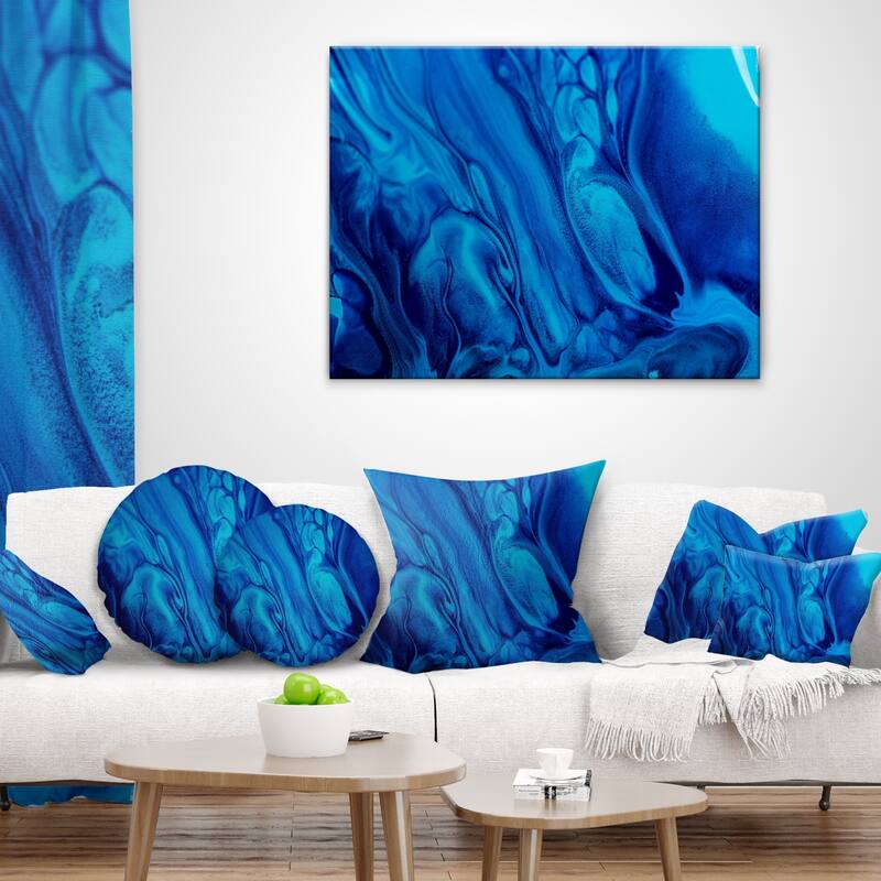 Designart 'Dark Blue Abstract Acrylic Paint Mix' Abstract Throw Pillow