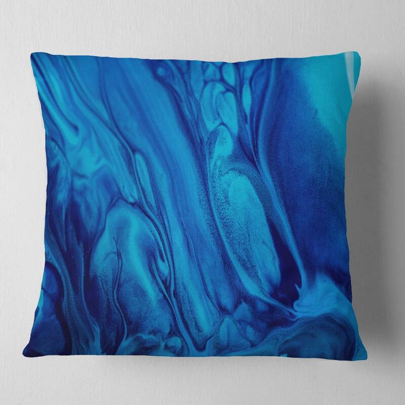 Designart 'Dark Blue Abstract Acrylic Paint Mix' Abstract Throw Pillow