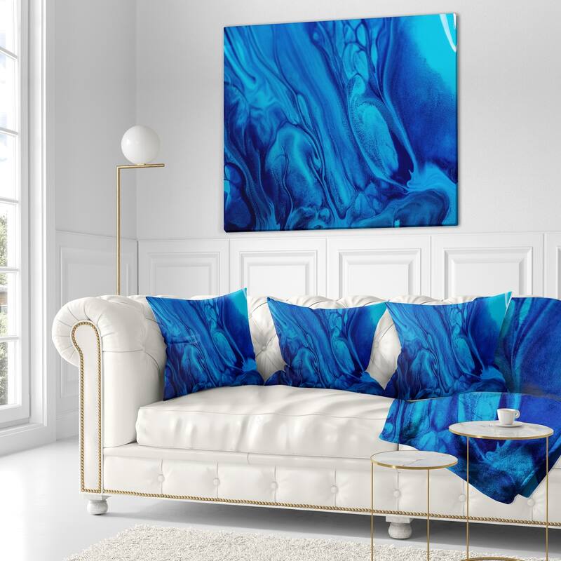 Designart 'Dark Blue Abstract Acrylic Paint Mix' Abstract Throw Pillow