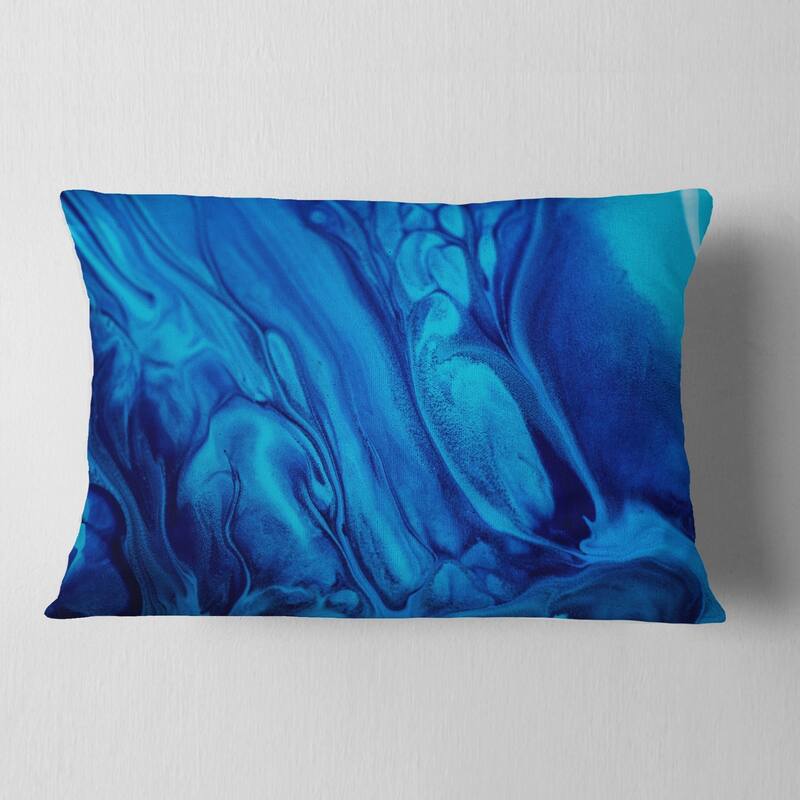 Designart 'Dark Blue Abstract Acrylic Paint Mix' Abstract Throw Pillow