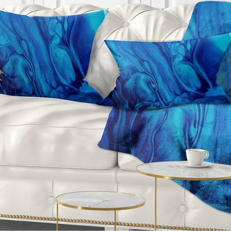 Designart 'Dark Blue Abstract Acrylic Paint Mix' Abstract Throw Pillow