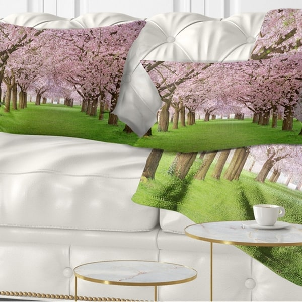 Designart 'Stunning Cherry Blossoms Plenitude' Landscape Printed Throw Pillow