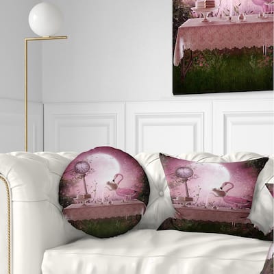 Designart 'Fantasy Garden with a Flamingo' Modern Landscape Printed Throw Pillow