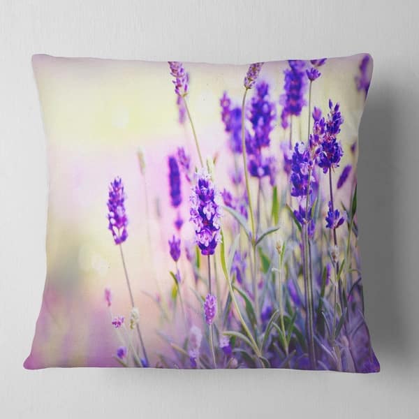 Designart Purple Lavender Field Floral Photography Throw Pillow Overstock 20890424