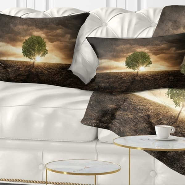 Designart Lonely Tree Under Dramatic Sky Landscape Printed Throw Pillow On Sale Overstock 20890435