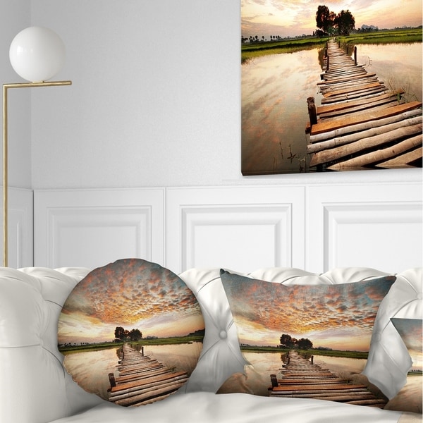 Designart Makeshift Wooden Pier Over River Sea Bridge Throw