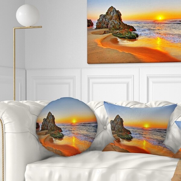 Designart 'Beautiful Sunrise by Beach in Tathra' Seashore Throw Pillow