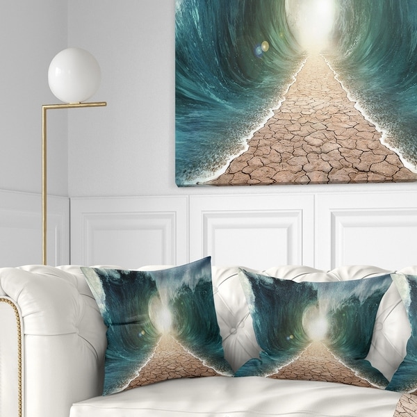 Designart 'Pathway through the Parted Seas' Seashore Throw Pillow