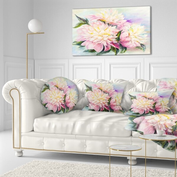 Designart 'Blooming Pink Peonies' Floral Throw Pillow