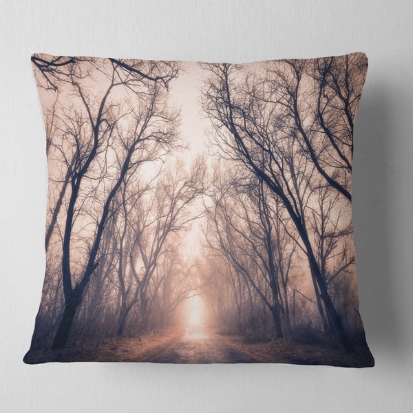 Designart Road Through Mystical Dark Forest Landscape Photography Throw Pillow On Sale Overstock 20890470