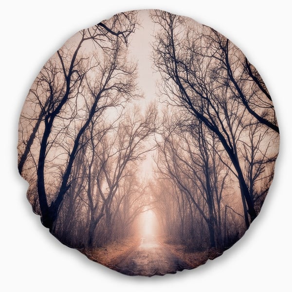 Designart Road Through Mystical Dark Forest Landscape Photography Throw Pillow On Sale Overstock 20890470
