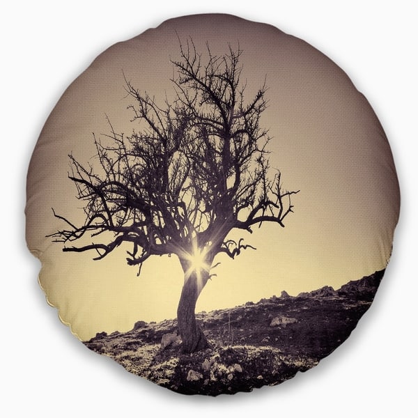 Designart Lonely Grey Tree In Mountain Landscape Printed Throw Pillow On Sale Overstock 20890476