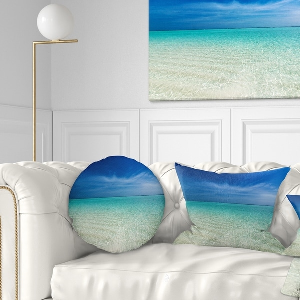 Designart 'Turquoise Ocean Under Blue Sky' Modern Seascape Throw Pillow