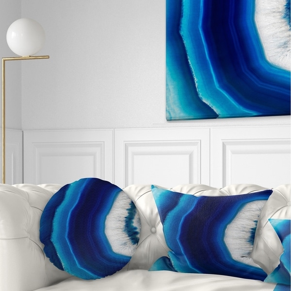 Designart 'Blue Agate Crystal' Abstract Throw Pillow