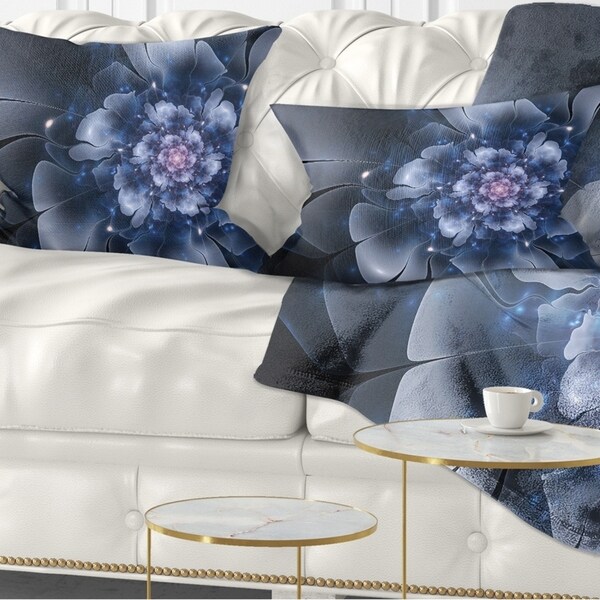 Designart 'Fractal Flower Light Blue Petals' Floral Throw Pillow
