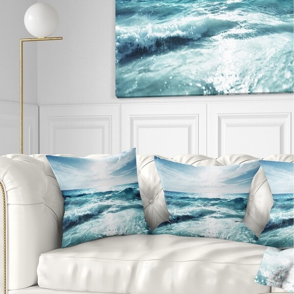 Designart 'Seychelles Beach at Sunset' Seascape Throw Pillow