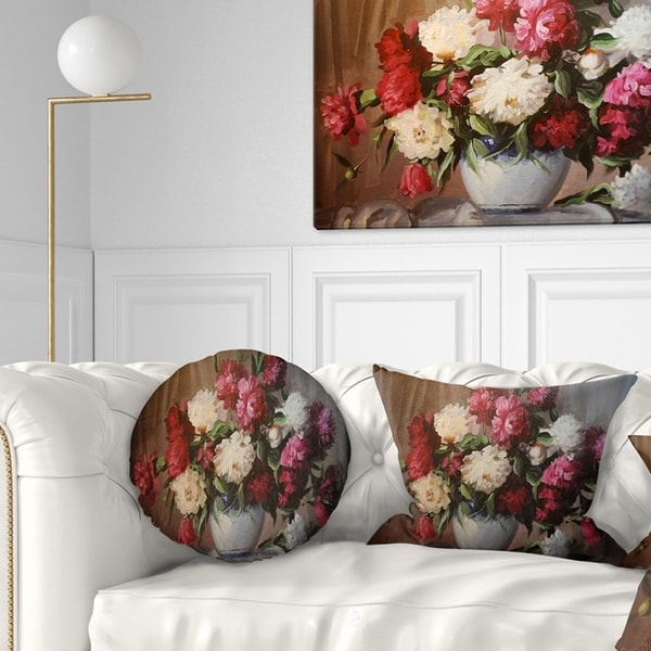 Designart 'Bouquet of Blooming Peonies' Floral Throw Pillow