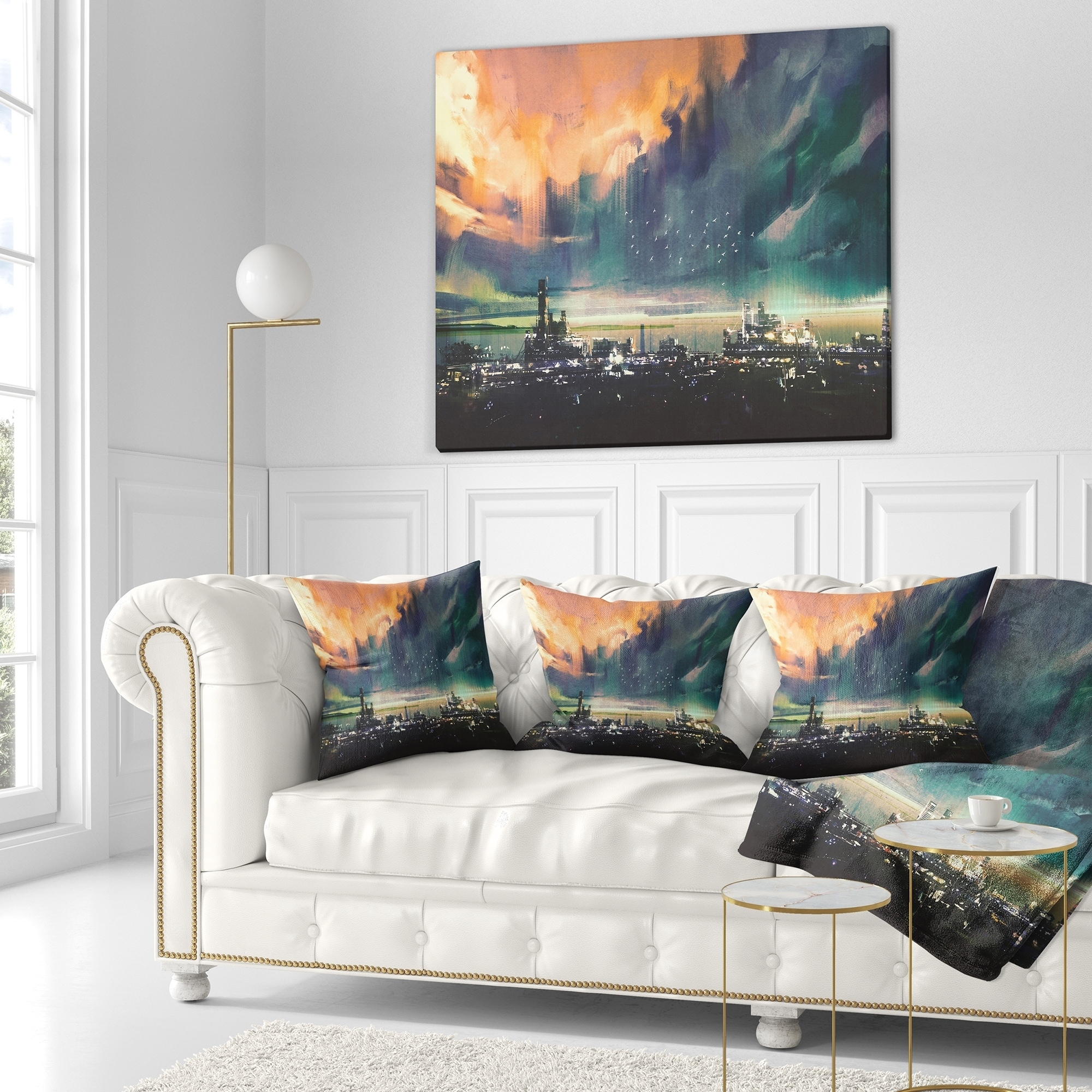 Shop Designart Abstract Sci Fi City Watercolor Photography Throw