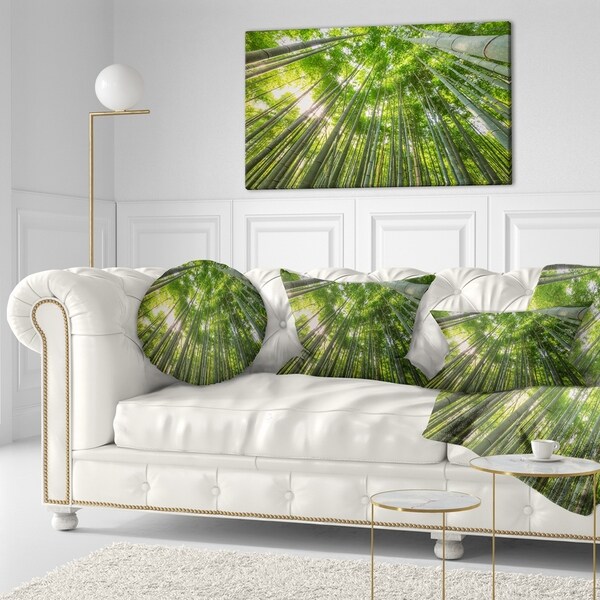 Designart 'Peaks of Bamboo in Kyoto Forest' Oversized Forest Throw Pillow