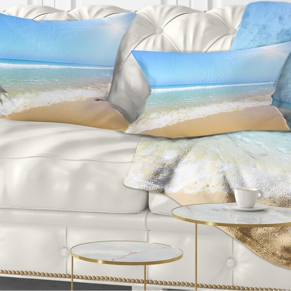 Designart 'Sun Over Tropical Beach' Seashore Photo Throw Pillow