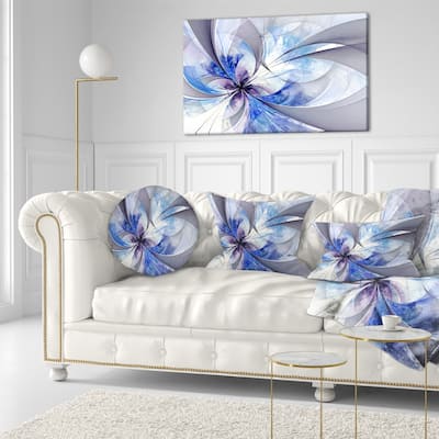 Designart 'Blue Large Symmetrical Fractal Flower' Floral Throw Pillow