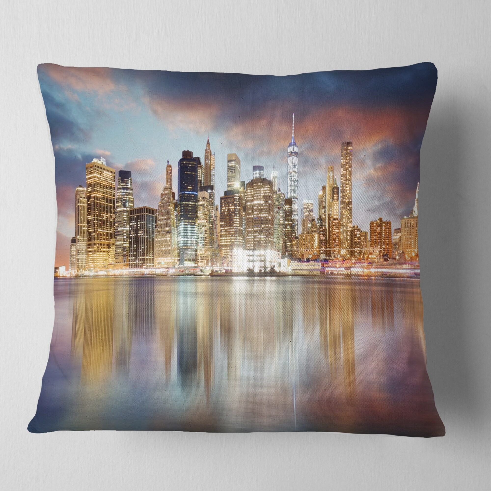 Designart New York Skyline At Sunrise With Reflection York Skyline At Sunrise With Reflection