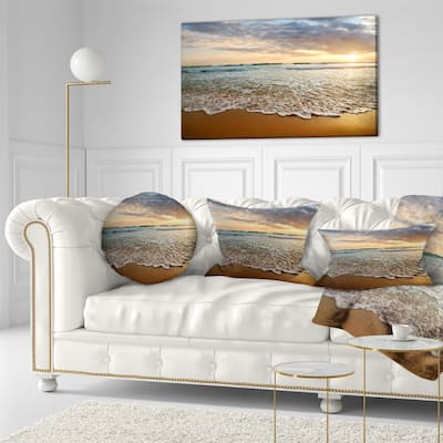 Designart 'Bright Cloudy Sunset in Calm Ocean' Seashore Throw Pillow