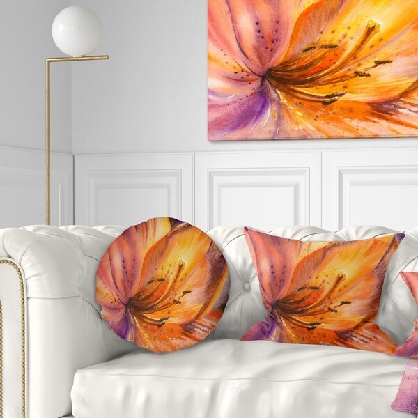 Designart 'Orange Lily Flower' Floral Throw Pillow
