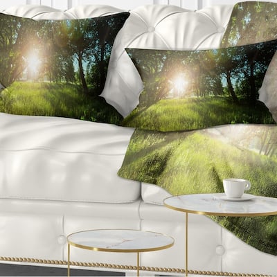 Designart 'Sunny Day in Green Forest Meadow' Landscape Printed Throw Pillow