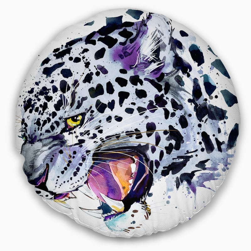 Designart 'ferocious Snow Leopard Face' Animal Throw Pillow - Bed Bath 