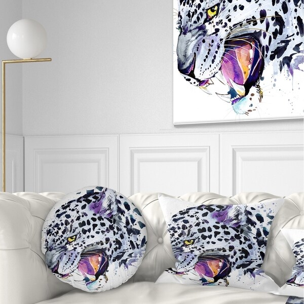 Designart 'Ferocious Snow Leopard Face' Animal Throw Pillow