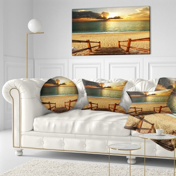 Designart 'Boardwalk Stair into Sandy Beach' Bridge Throw Pillow