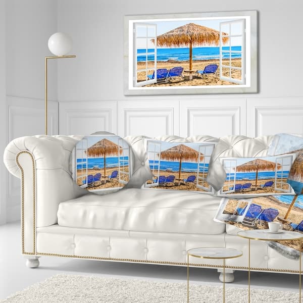 Shop Designart Window Open To Beach Hut With Chairs Seashore