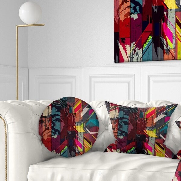 Designart 'Jesus over Abstract Wooden Design' Abstract Throw Pillow