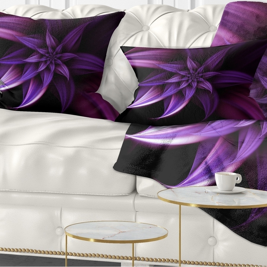 Designart 'Fractal Flower Purple' Floral Throw Pillow - Picture 6 of 10