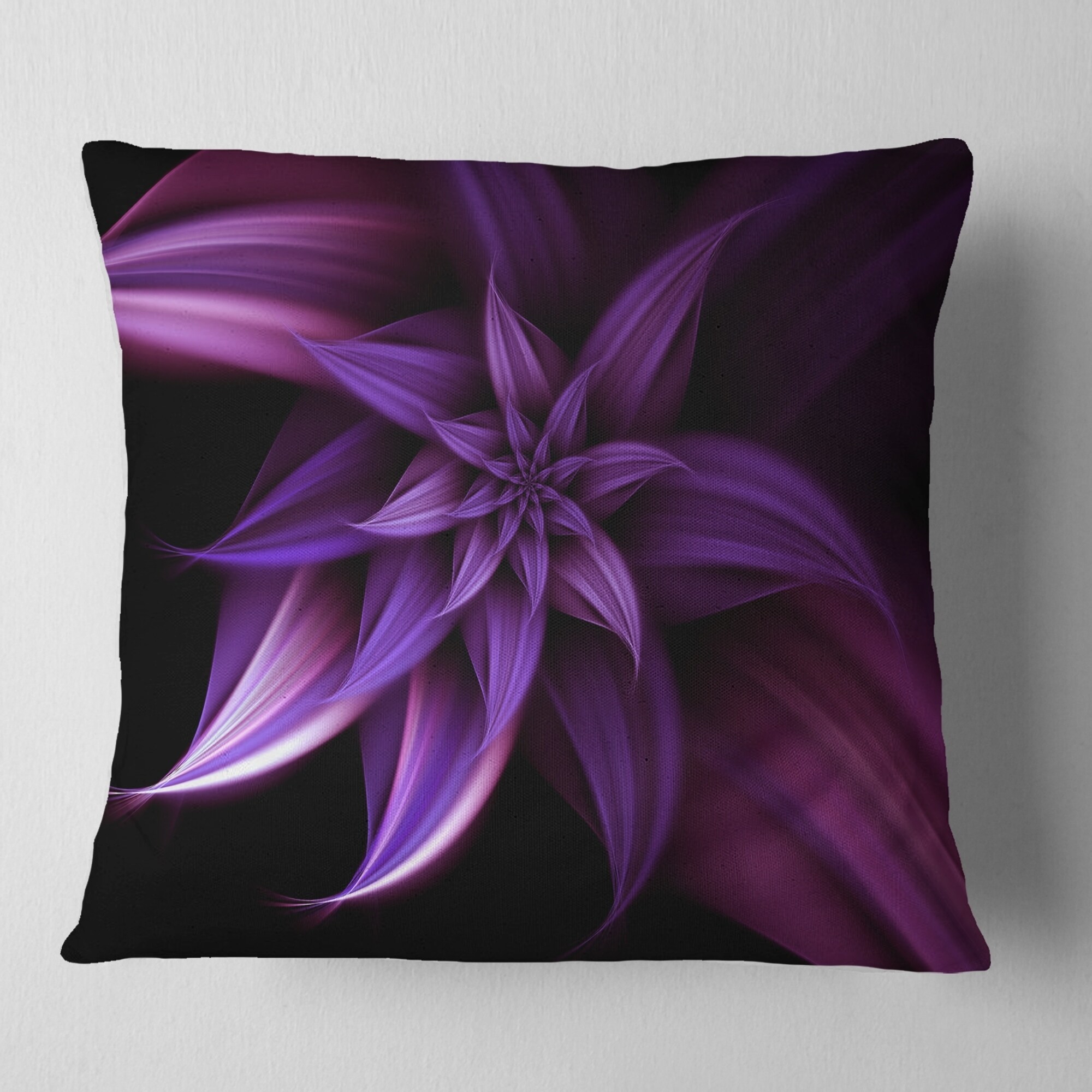 Designart 'Fractal Flower Purple' Floral Throw Pillow - Picture 8 of 10