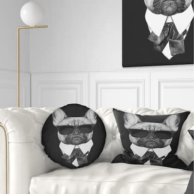 Designart 'French Bulldog Fashion Portrait' Animal Throw Pillow