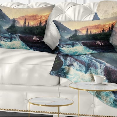 Designart 'Glacier National Park Montana' Landscape Printed Throw Pillow