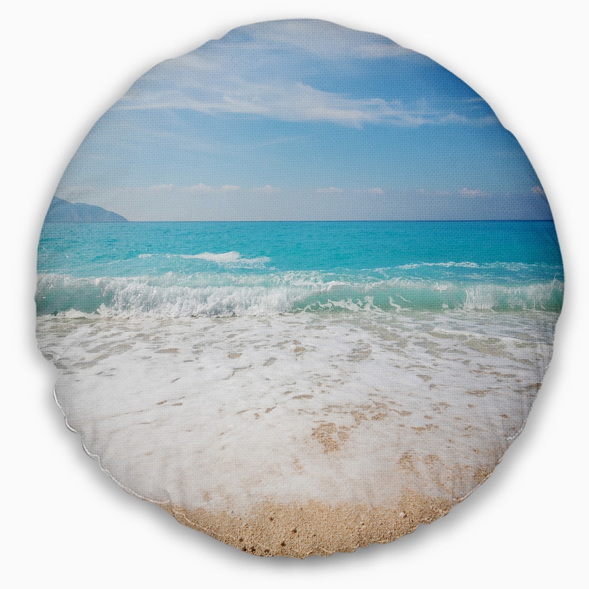 Designart 'White Waves Kissing Beach Sand' Seashore Throw Pillow