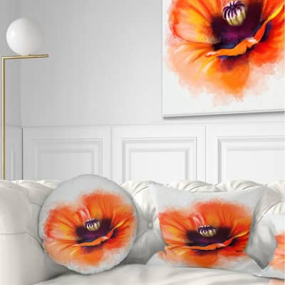 Designart 'Cute Orange Watercolor Flower' Flowers Throw Pillowwork